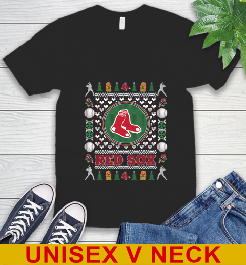 Boston Red Sox Merry Christmas MLB Baseball Loyal Fan V-Neck T-Shirt