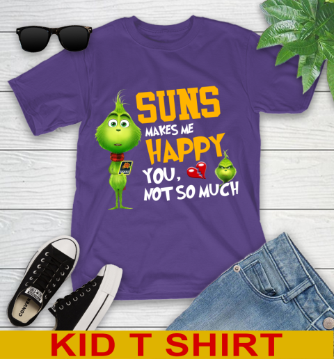 NBA Phoenix Suns Makes Me Happy You Not So Much Grinch Basketball Sports Youth T-Shirt 3