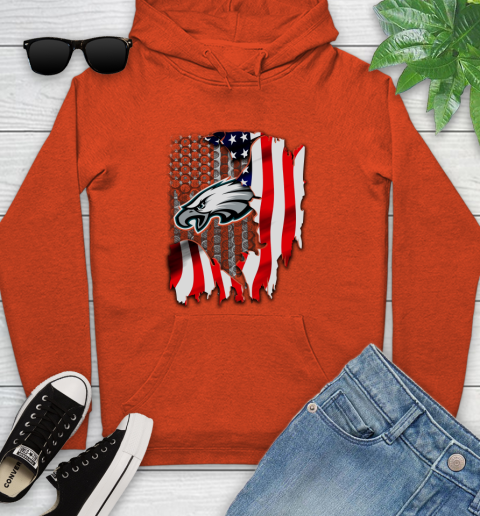 Philadelphia Eagles NFL Football American Flag Youth Hoodie 4