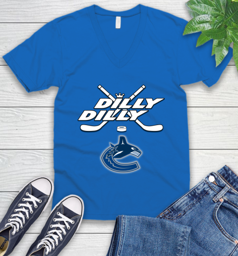 NHL Vancouver Canucks Dilly Dilly Hockey Sports V-Neck T-Shirt 6
