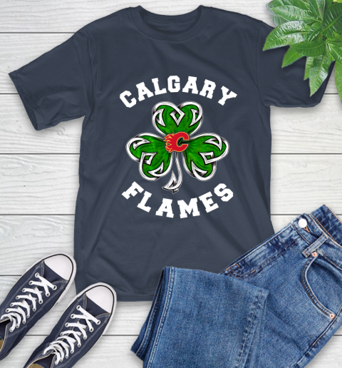 NHL Calgary Flames Three Leaf Clover St Patrick's Day Hockey Sports T-Shirt 3