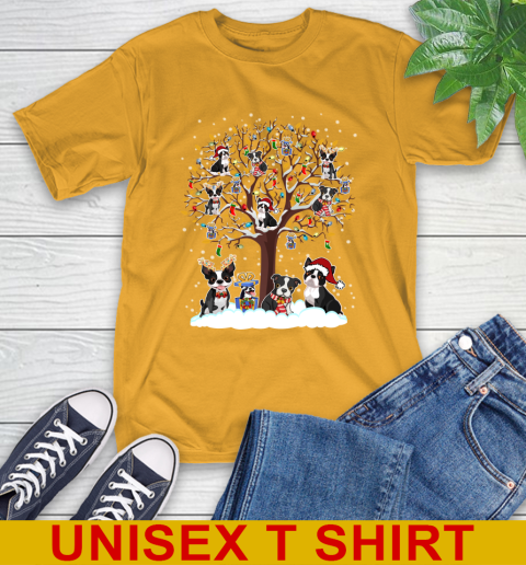Boston terrier dog pet lover light christmas tree shirt 2