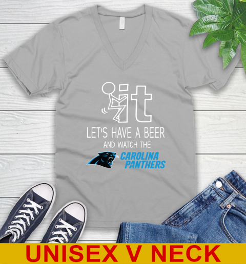 Carolina Panthers Football NFL Let's Have A Beer And Watch Your Team Sports V-Neck T-Shirt 3