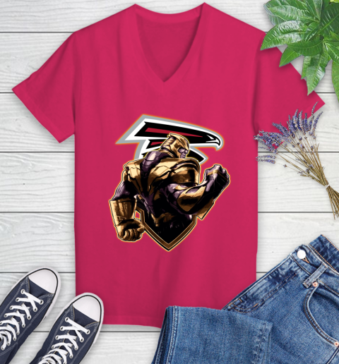 NFL Thanos Avengers Endgame Football Sports Atlanta Falcons Women's V-Neck T-Shirt 9