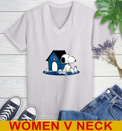 NBA Basketball Minnesota Timberwolves Snoopy The Peanuts Movie Shirt Women's V-Neck T-Shirt