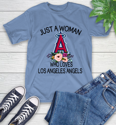 MLB Just A Woman Who Loves Los Angeles Angels Baseball Sports T-Shirt 11