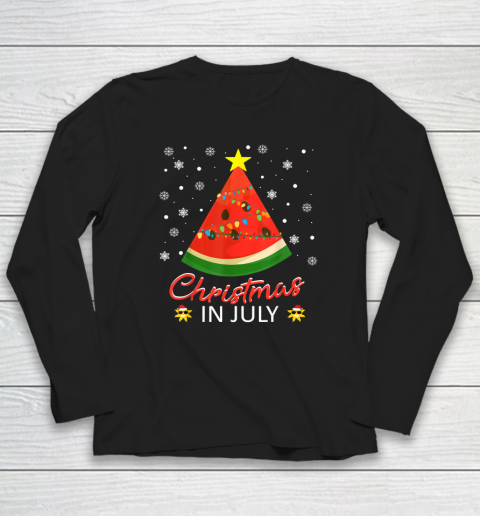 Watermelon Christmas Tree Christmas In July Summer Vacation Long Sleeve T-Shirt
