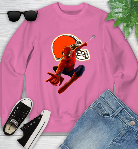 NFL Spider Man Avengers Endgame Football Cleveland Browns Youth Sweatshirt 7