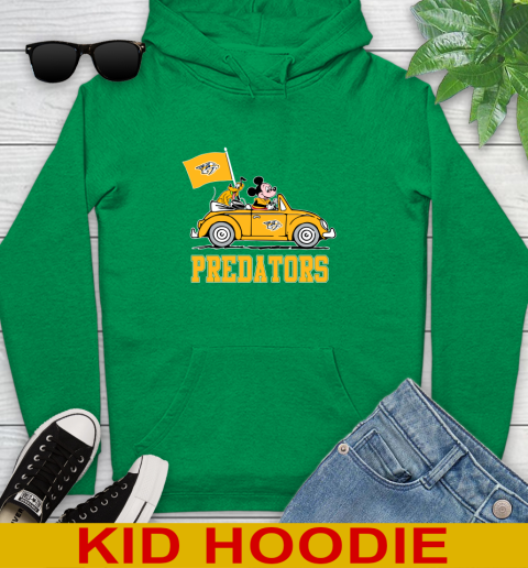 NHL Hockey Nashville Predators Pluto Mickey Driving Disney Shirt Youth Hoodie 8