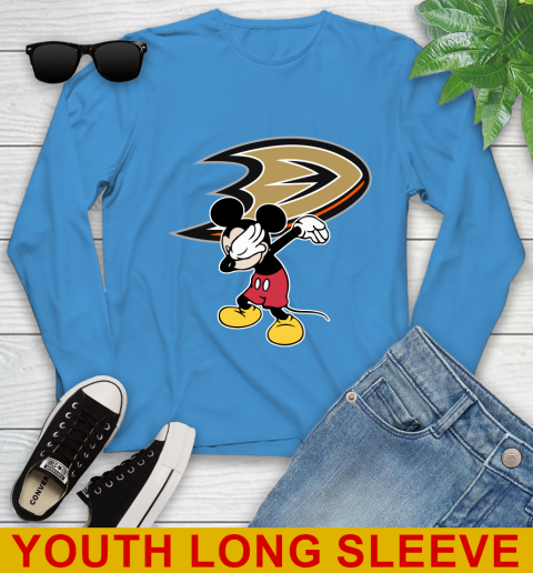 Anaheim Ducks NHL Hockey Dabbing Mickey Disney Sports Youth Long Sleeve 8