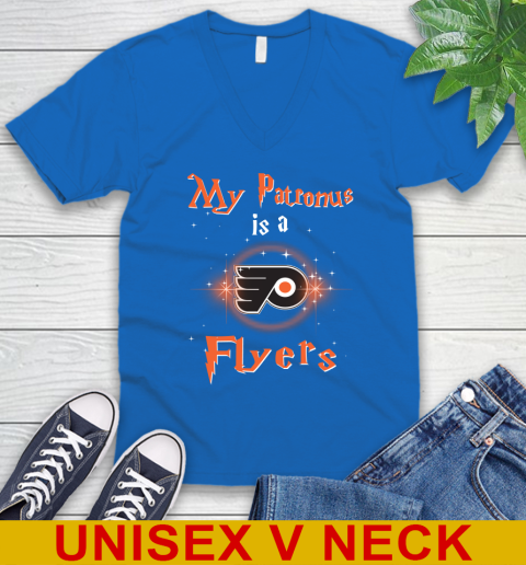 NHL Hockey Harry Potter My Patronus Is A Philadelphia Flyers V-Neck T-Shirt 5