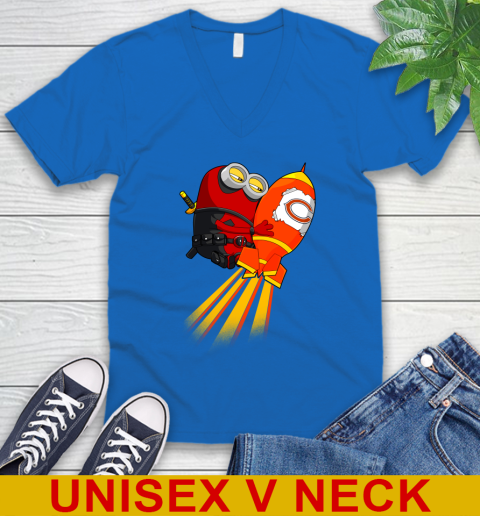 NFL Football Chicago Bears Deadpool Minion Marvel Shirt V-Neck T-Shirt 5