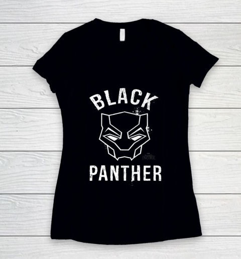 Marvel Black Panther Movie Collegiate Graffiti Mask Women's V-Neck T-Shirt