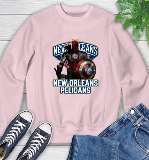 New Orleans Pelicans NBA Basketball Captain America Thor Spider Man Hawkeye Avengers Sweatshirt 9