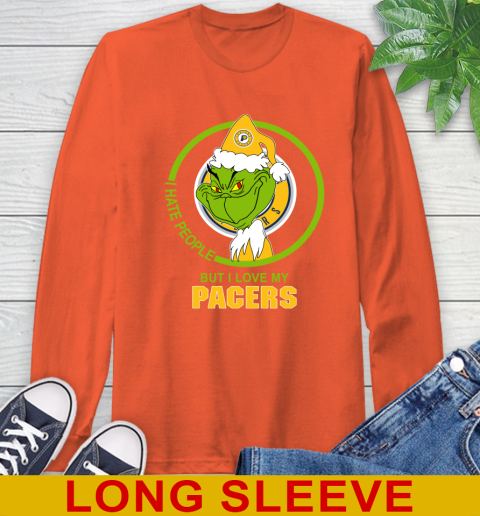 Indiana Pacers NBA Christmas Grinch I Hate People But I Love My Favorite Basketball Team Long Sleeve T-Shirt 5