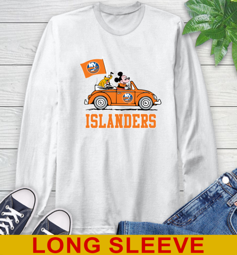 NHL Hockey New York Islanders Pluto Mickey Driving Disney Shirt Long Sleeve T-Shirt