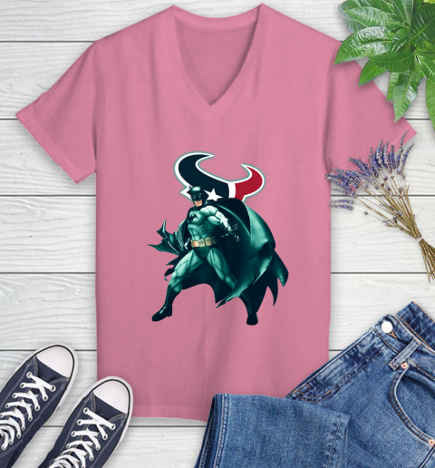 NFL Batman Football Sports Houston Texans Women's V-Neck T-Shirt 13