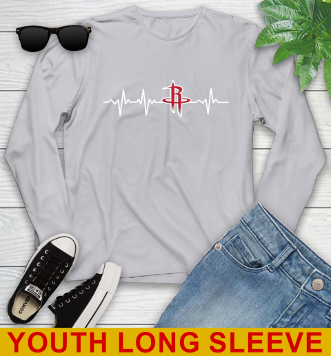 Houston Rockets NBA Basketball Heart Beat Shirt Youth Long Sleeve 5