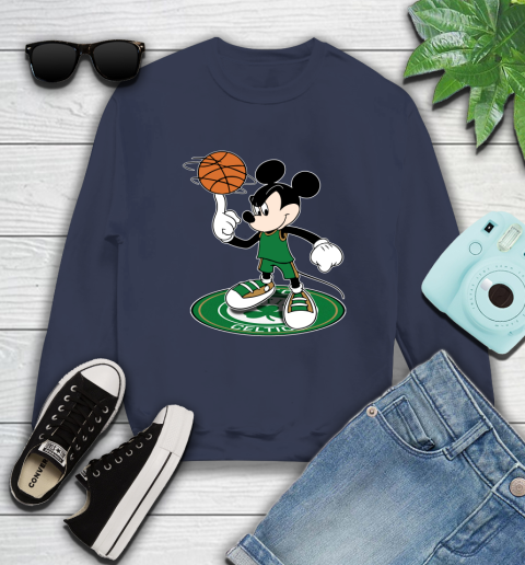 NBA Basketball Boston Celtics Cheerful Mickey Disney Shirt Sweatshirt 3