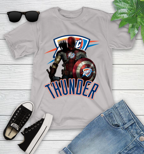 Oklahoma City Thunder NBA Basketball Captain America Thor Spider Man Hawkeye Avengers Youth T-Shirt 12