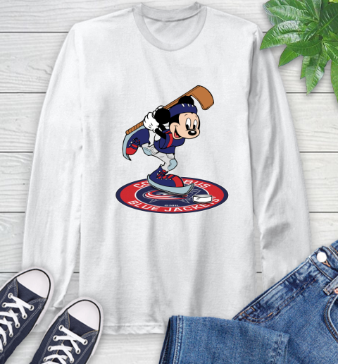NHL Hockey Columbus Blue Jackets Cheerful Mickey Disney Shirt Long Sleeve T-Shirt 2