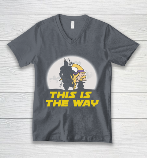 Minnesota Vikings NFL Football Star Wars Yoda And Mandalorian This Is The Way V-Neck T-Shirt 4