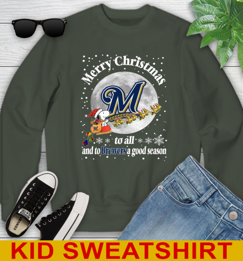 Milwaukee Brewers Merry Christmas To All And To Brewers A Good Season MLB Baseball Sports Youth Sweatshirt 8