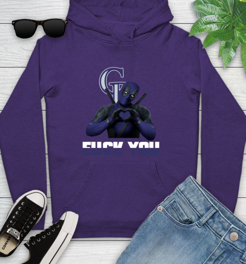 MLB Colorado Rockies Deadpool Love You Fuck You Baseball Sports Youth Hoodie 5