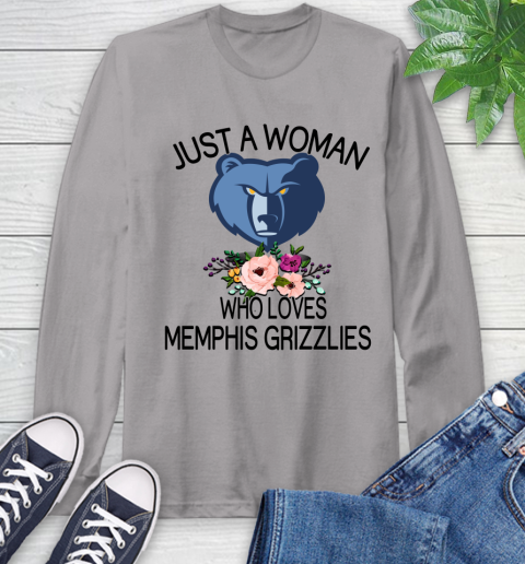 NBA Just A Woman Who Loves Memphis Grizzlies Basketball Sports Long Sleeve T-Shirt 4