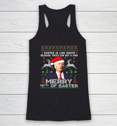 Merry 4th Of Easter Funny Biden Ugly Christmas Racerback Tank