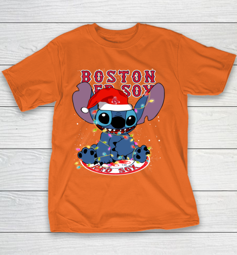 Boston Red Sox MLB noel stitch Baseball Christmas Youth T-Shirt 3
