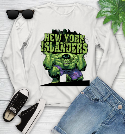 New York Islanders NHL Hockey Incredible Hulk Marvel Avengers Sports Youth Long Sleeve 12