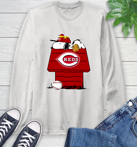 MLB Cincinnati Reds Snoopy Woodstock The Peanuts Movie Baseball T Shirt Long Sleeve T-Shirt