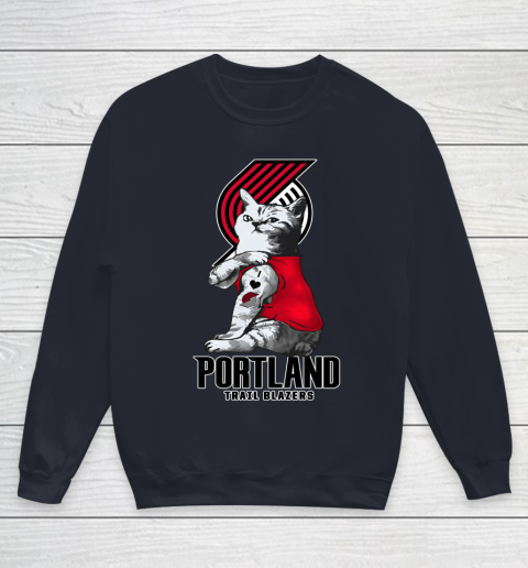 NBA Basketball My Cat Loves Portland Trail Blazers Youth Sweatshirt 2