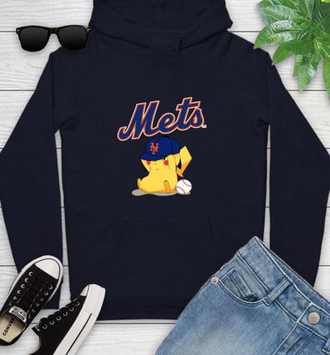 MLB Pikachu Baseball Sports New York Mets Youth Hoodie 4