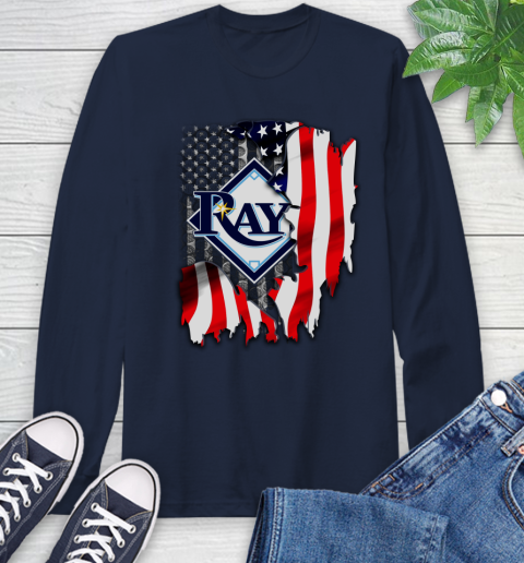 Tampa Bay Rays MLB Baseball American Flag Long Sleeve T-Shirt 3