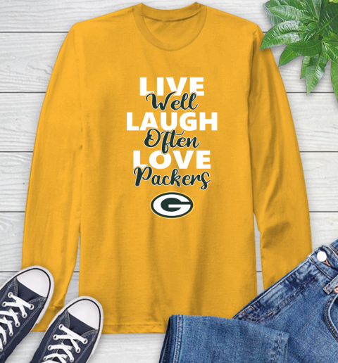 NFL Football Green Bay Packers Live Well Laugh Often Love Shirt Long Sleeve T-Shirt 3 NFL Football Green Bay Packers Live Well Laugh Often Love Shirt Long Sleeve T-Shirt - Image 3