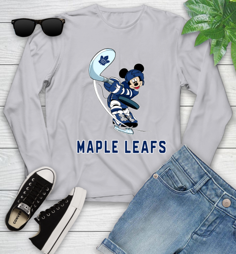 NHL Hockey Toronto Maple Leafs Cheerful Mickey Mouse Shirt Youth Long Sleeve 5