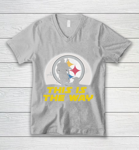 Pittsburgh Steelers NFL Football Star Wars Yoda And Mandalorian This Is The Way V-Neck T-Shirt - Image 4