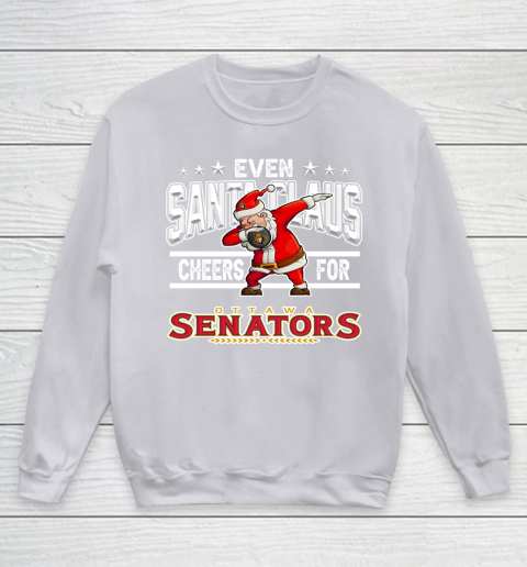 Ottawa Senators Even Santa Claus Cheers For Christmas NHL Youth Sweatshirt 3