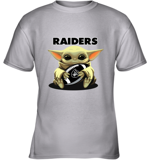 Baby Yoda Loves The Oakland Raiders Star Wars NFL Youth T-Shirt