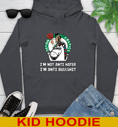 Boston Celtics NBA Basketball Unicorn I'm Not Anti Hater I'm Anti Bullshit Youth Hoodie 9