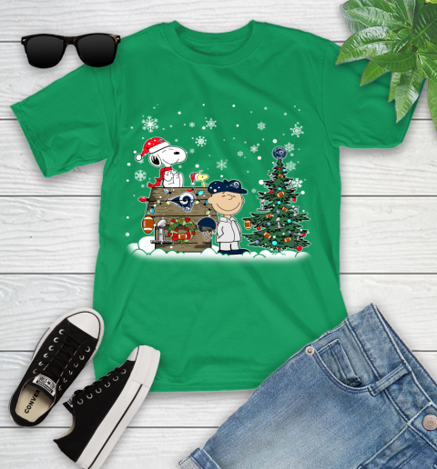 NFL Los Angeles Rams Snoopy Charlie Brown Christmas Football Super Bowl Sports Youth T-Shirt 8