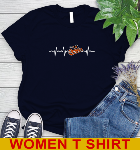 Baltimore Orioles MLB Baseball Heart Beat Shirt Women's T-Shirt 2