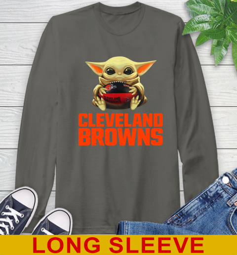 NFL Football Cleveland Browns Baby Yoda Star Wars Shirt Long Sleeve T-Shirt 8