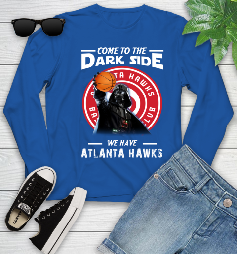 NBA Come To The Dark Side We Have Atlanta Hawks Star Wars Darth Vader Basketball Youth Long Sleeve 10