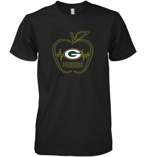 Apple Heartbeat Teacher Symbol Green Bay Packers Premium Men's T-Shirt
