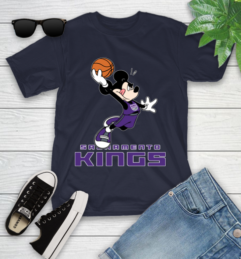 NBA Basketball Sacramento Kings Cheerful Mickey Mouse Shirt Youth T-Shirt 3
