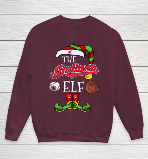 Cleveland Indians Christmas ELF Funny MLB Youth Sweatshirt 4