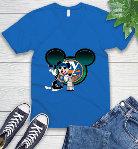 NHL New York Islanders Stanley Cup Mickey Mouse Disney Hockey T Shirt V-Neck T-Shirt 6